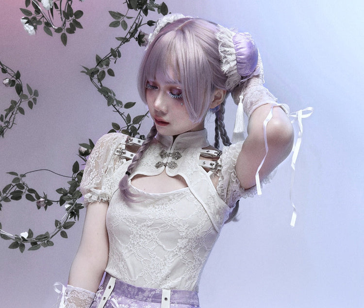 Angelic Lace Puff Sleeve Crop Top