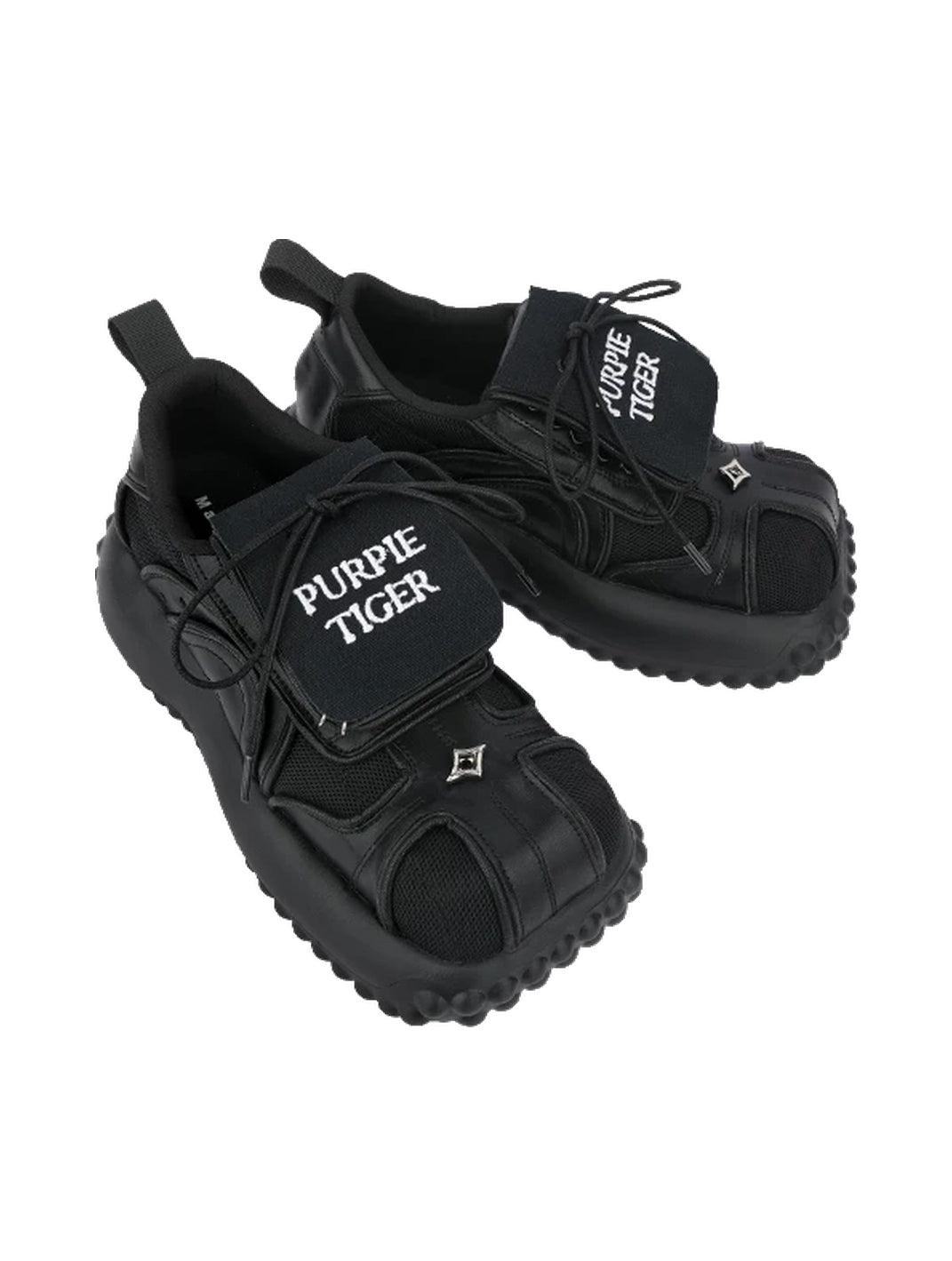 Foldover-Tongue Black Chunky Platform Sneakers - view 7