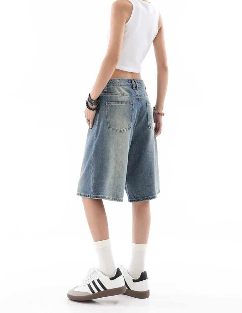 라이트워시 데님 버뮤다 culottes