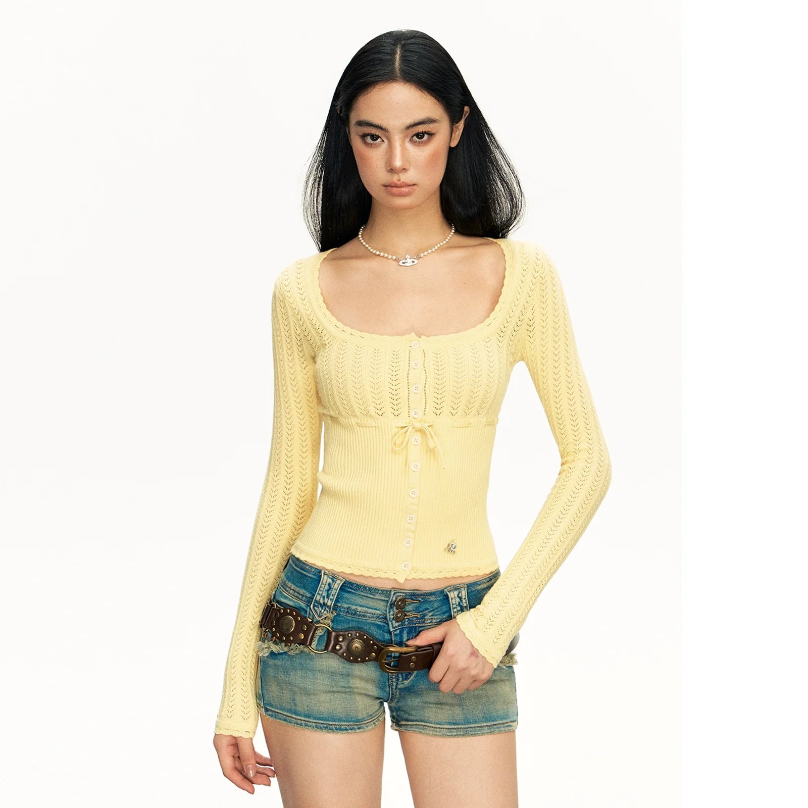 Open Knit Ribbed Lace Cardigan