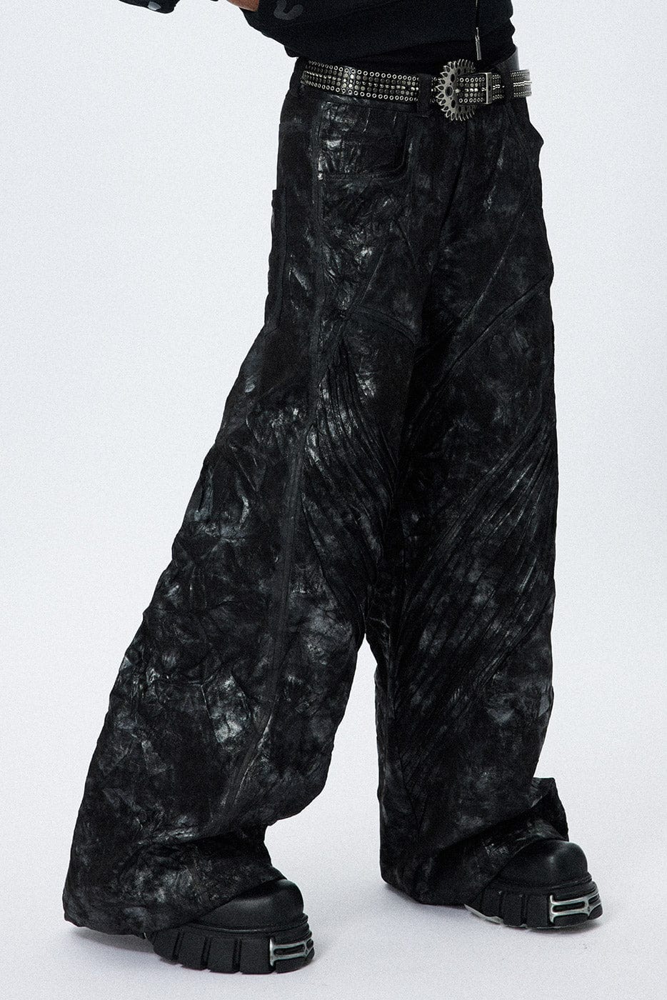 Pantalones de piernas anchas de tinte oscuro