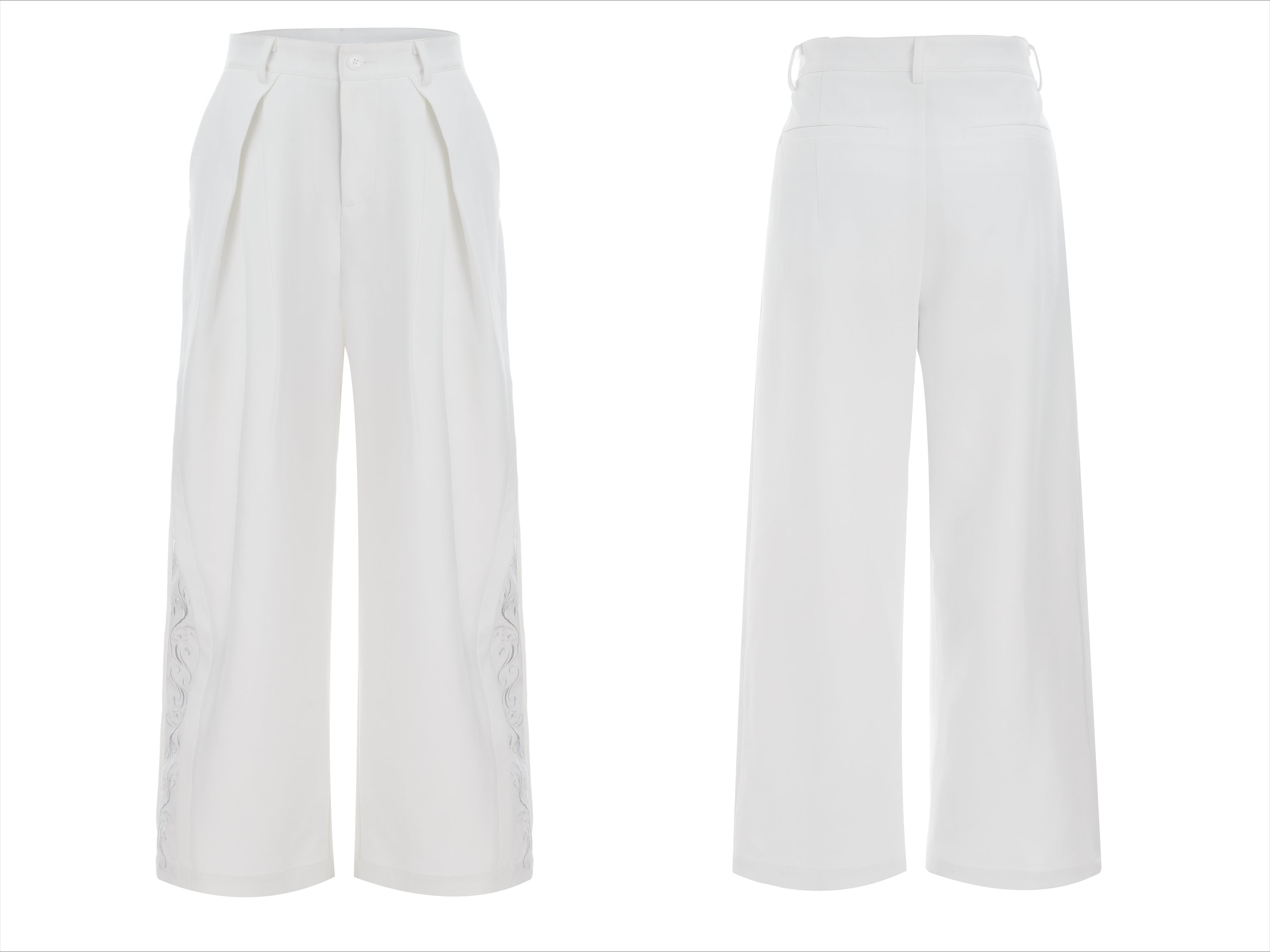 White Wide Leg Loose Cargo Pants