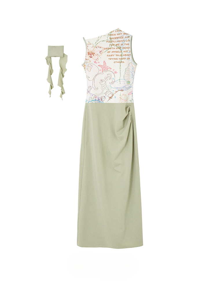 Lavender Print Two-Piece Maxi Dress