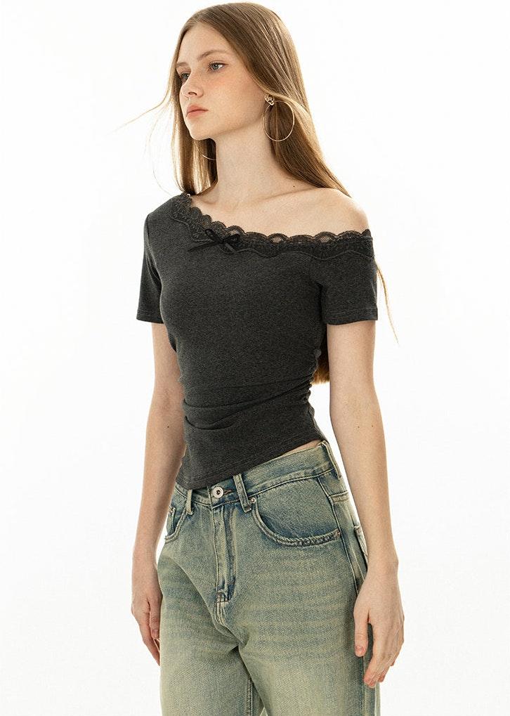 Lace Trim Off Shoulder Top