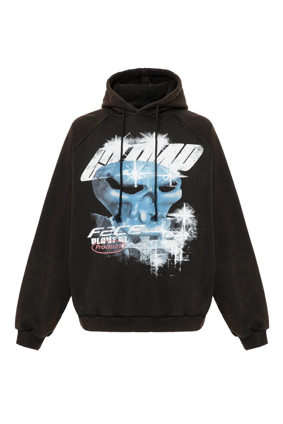 외계인 그래픽 후드 티셔츠