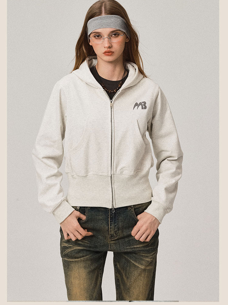 Cardigan à capuche rétro double zip