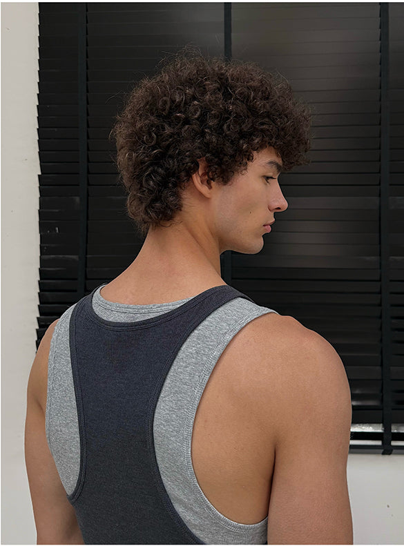 Grey/White Purple Two Piece Tank Top