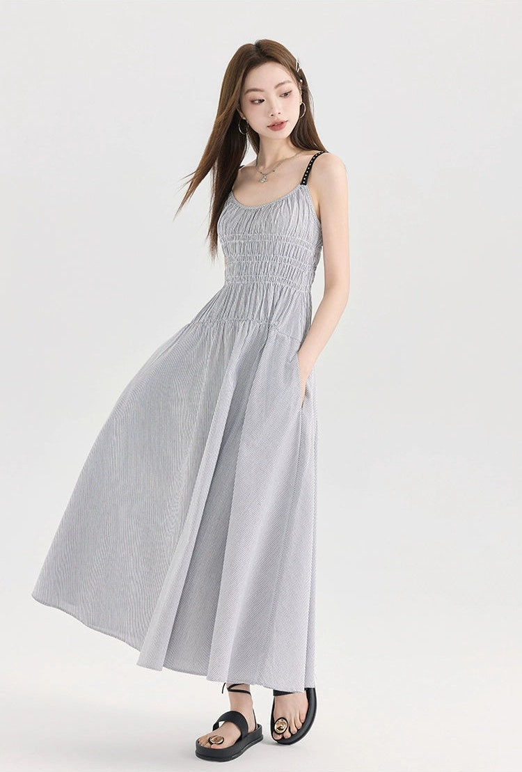 Striped Smocked Midi Dress