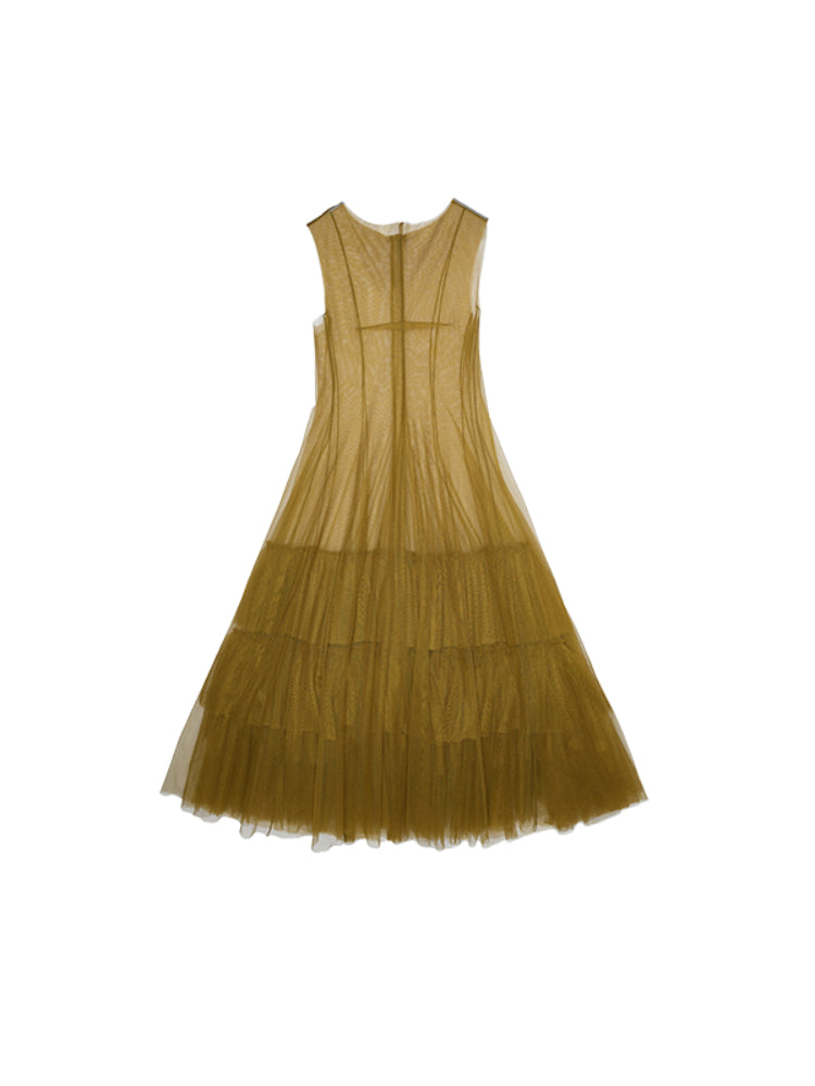 Sheer Tulle Tiered Dress