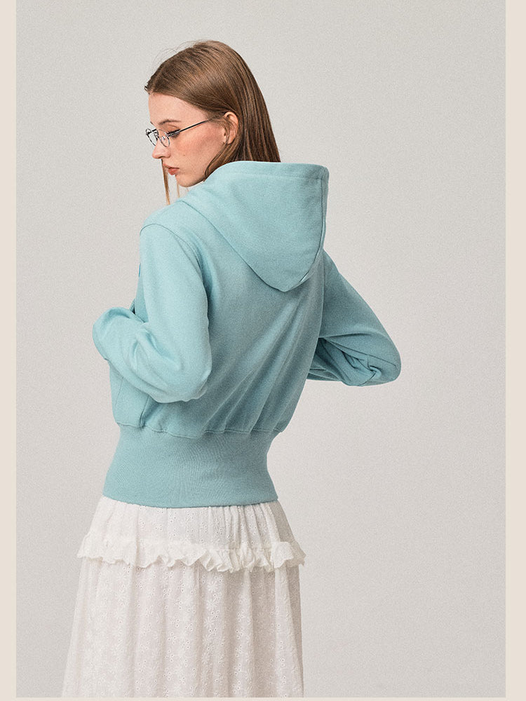 Cardigan à capuche rétro double zip