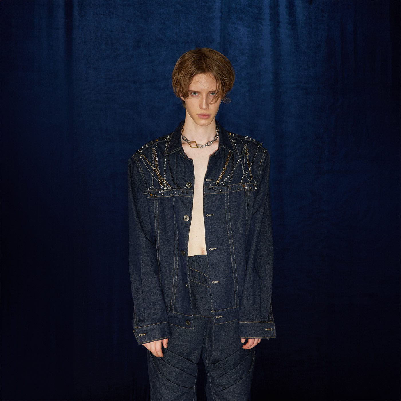 Veste en jean de harnais de chaîne
