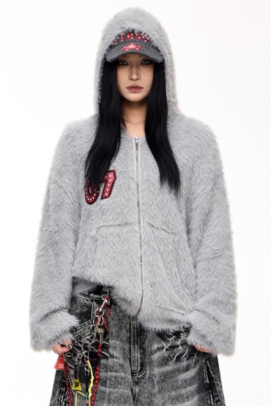 Men's Embroidered Loose Hooded Cardigan