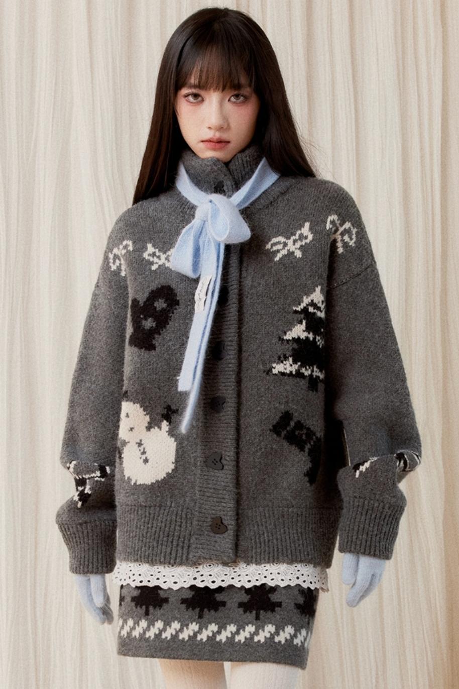 Set de cárdigan de la proa de invierno