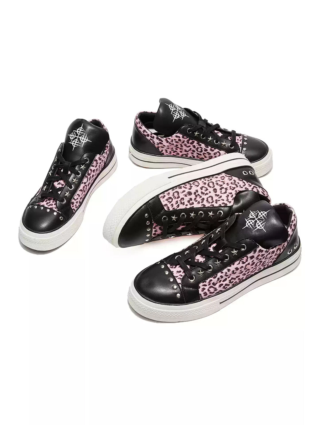 Pink Leopard Studded Platform Sneakers - view 8
