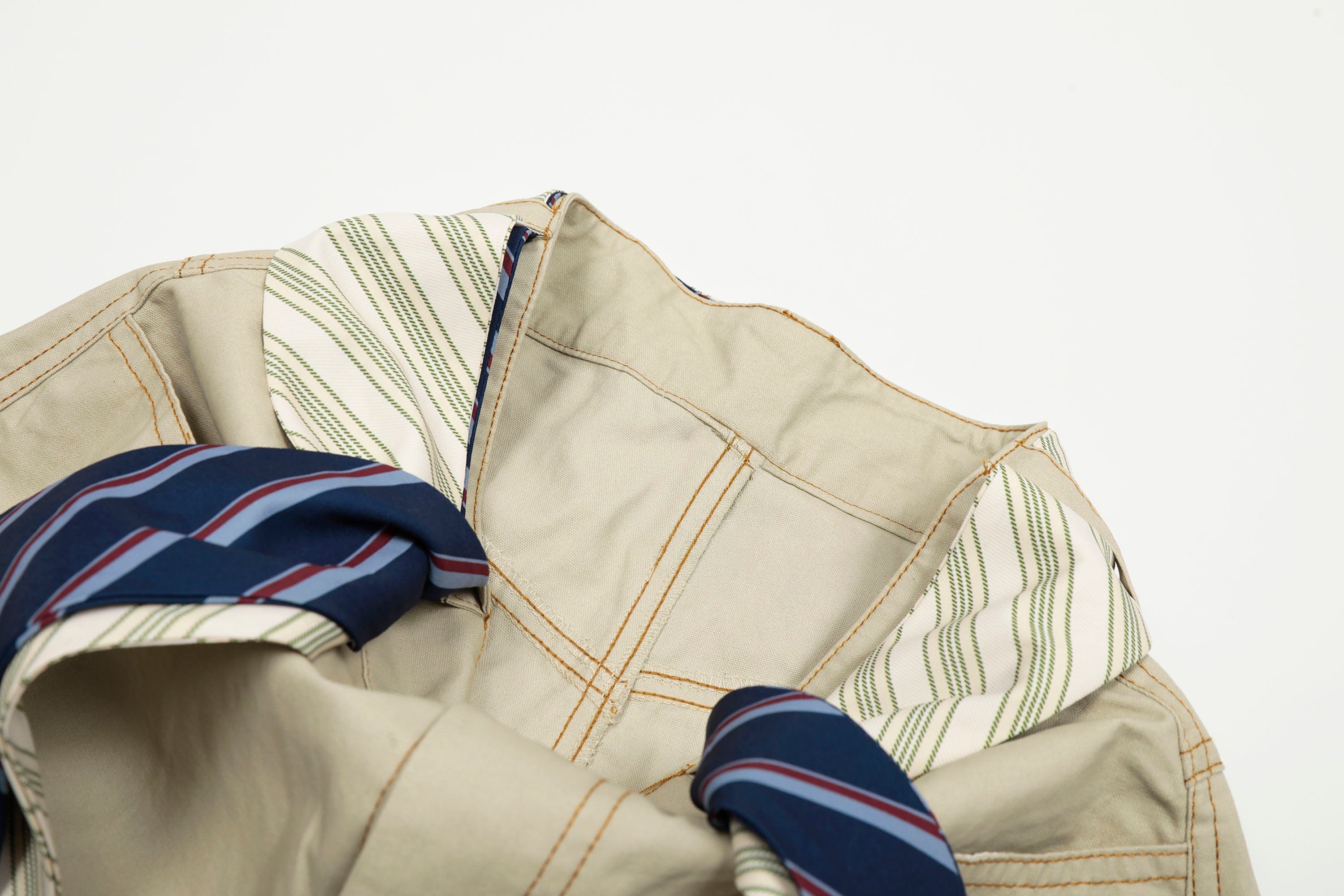 Wide-Leg Pants with Striped Tie Belt