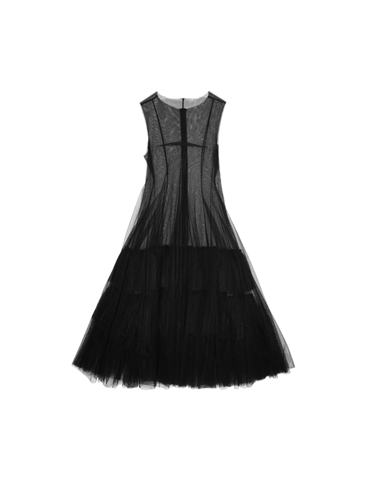 Sheer Tulle Tiered Dress