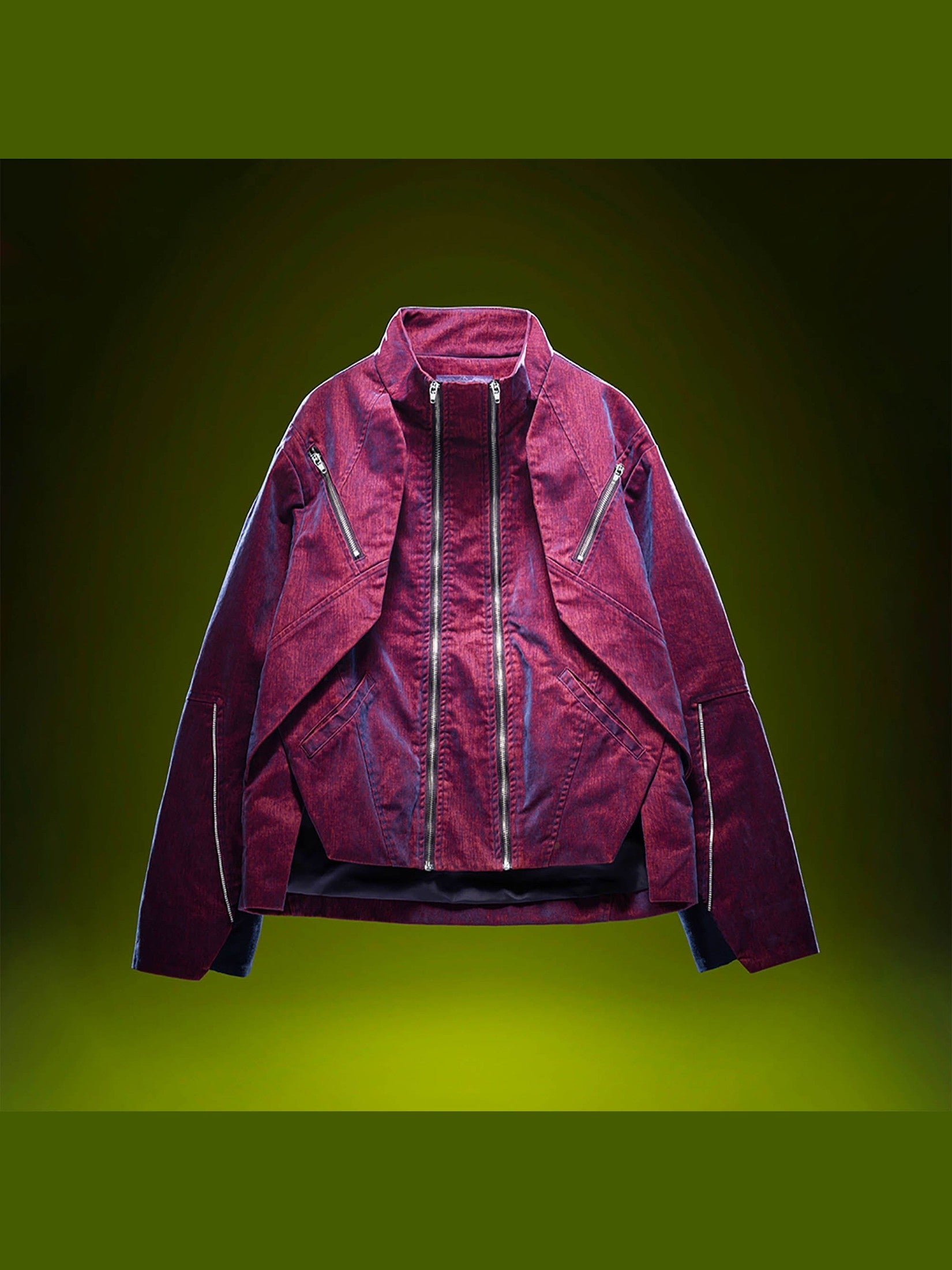 Chaqueta de bombardero táctico multi-zip rojo