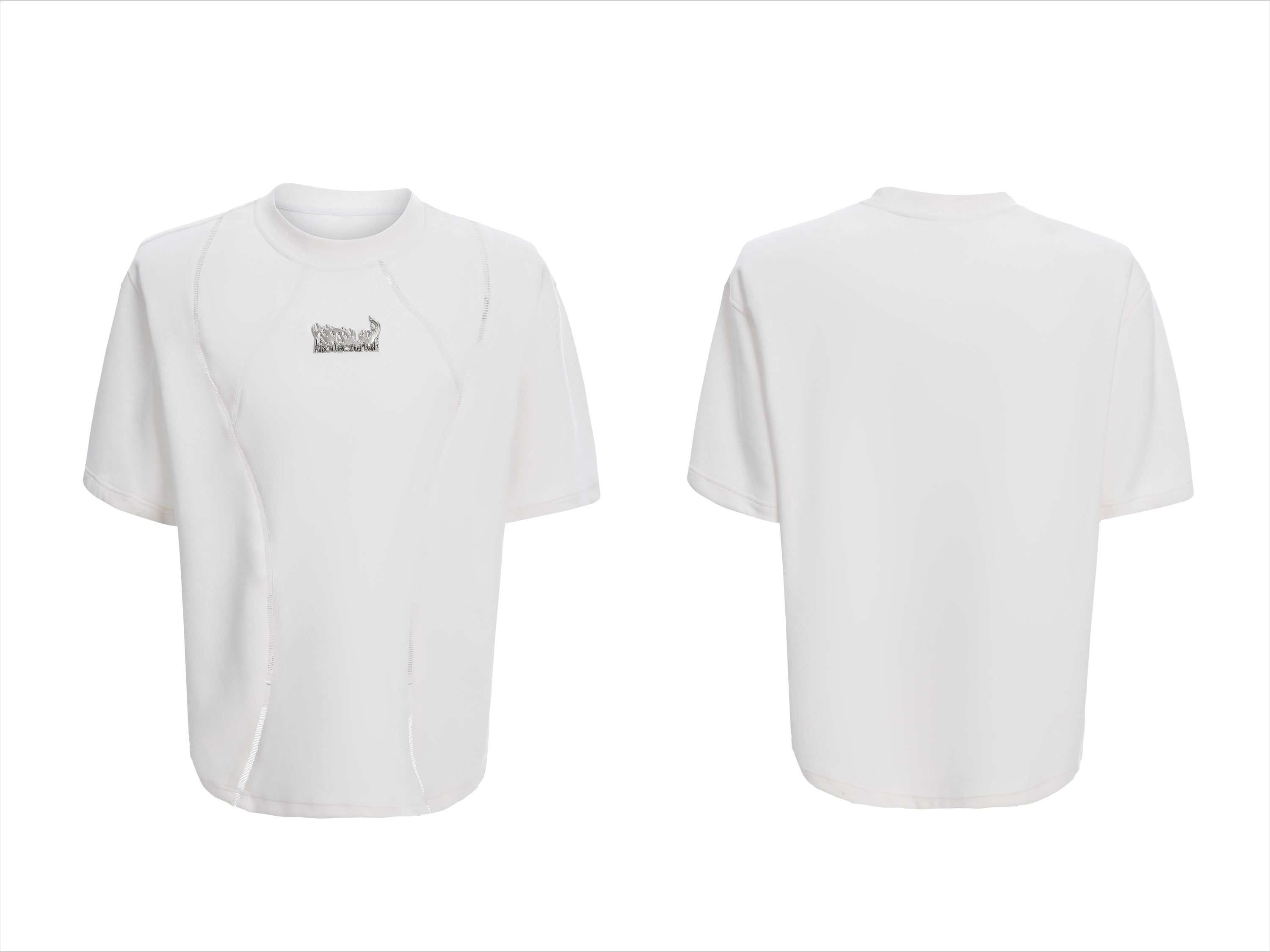 White Reflective Piping Technical T-Shirt