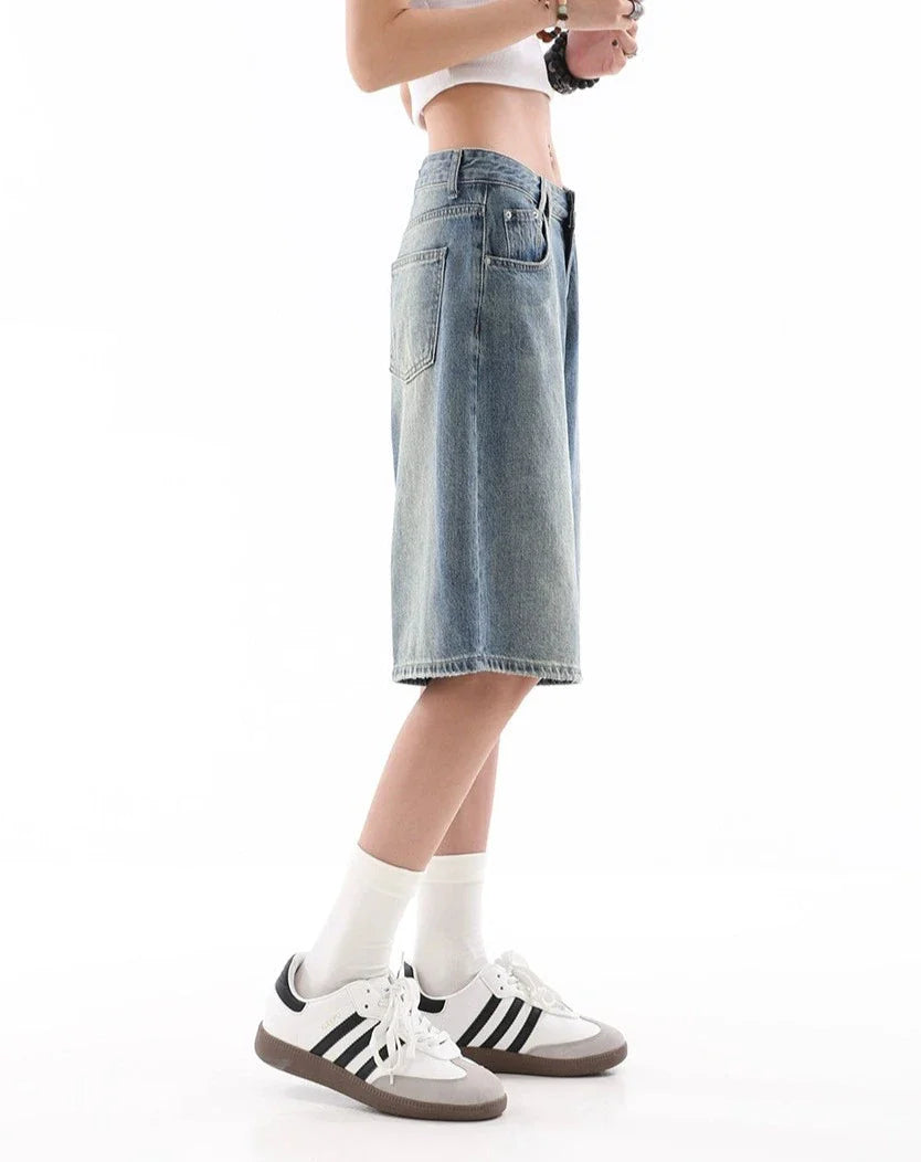 라이트워시 데님 버뮤다 culottes
