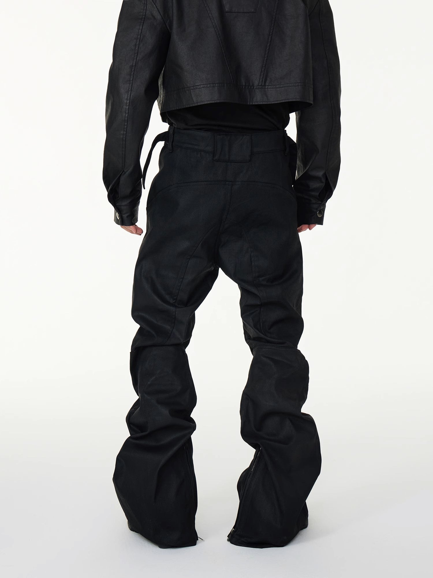 Black Moto-Panel Stacked Cargo Jeans