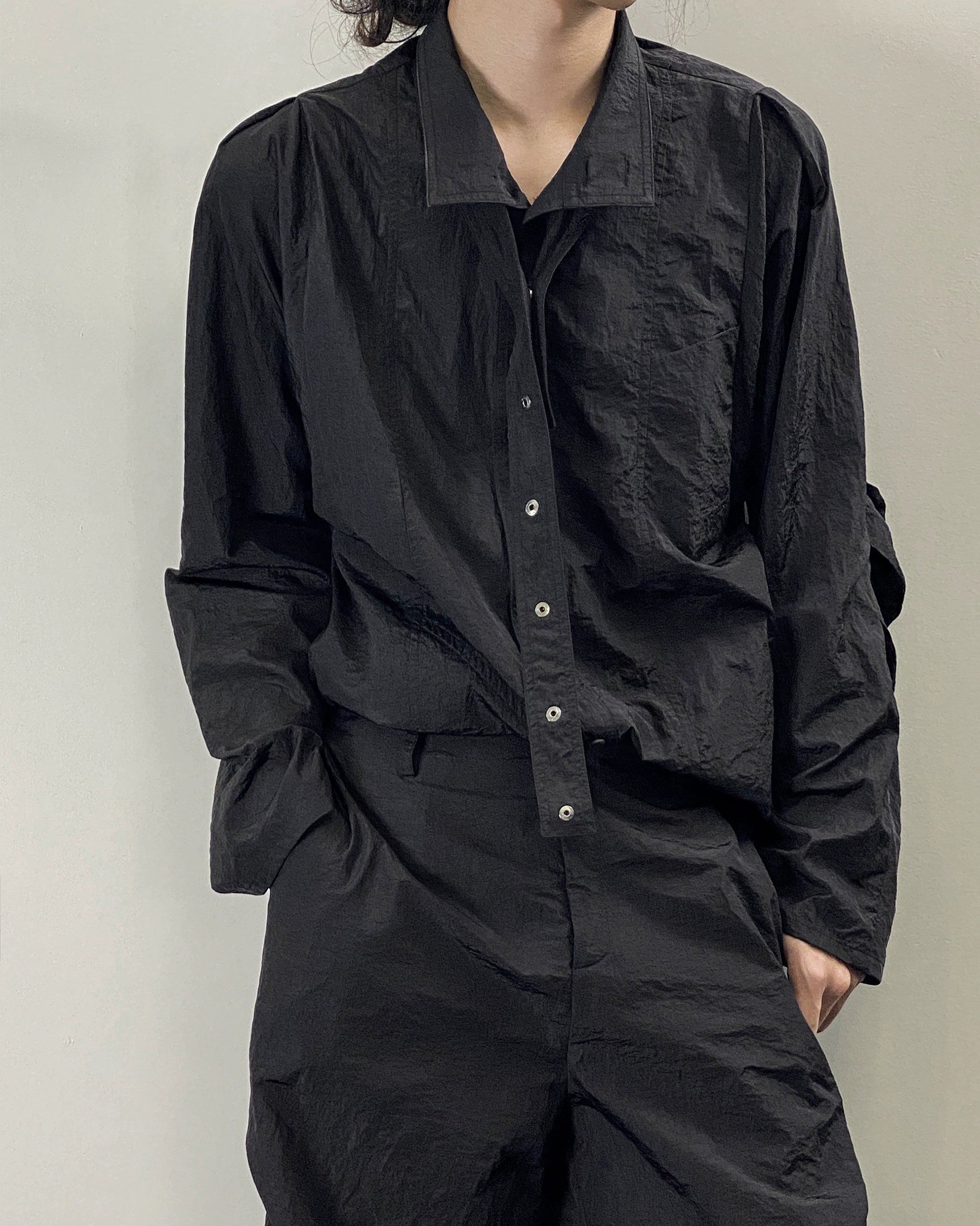 Long Sleeve Shirt with Stand Up Collar - chiclara
