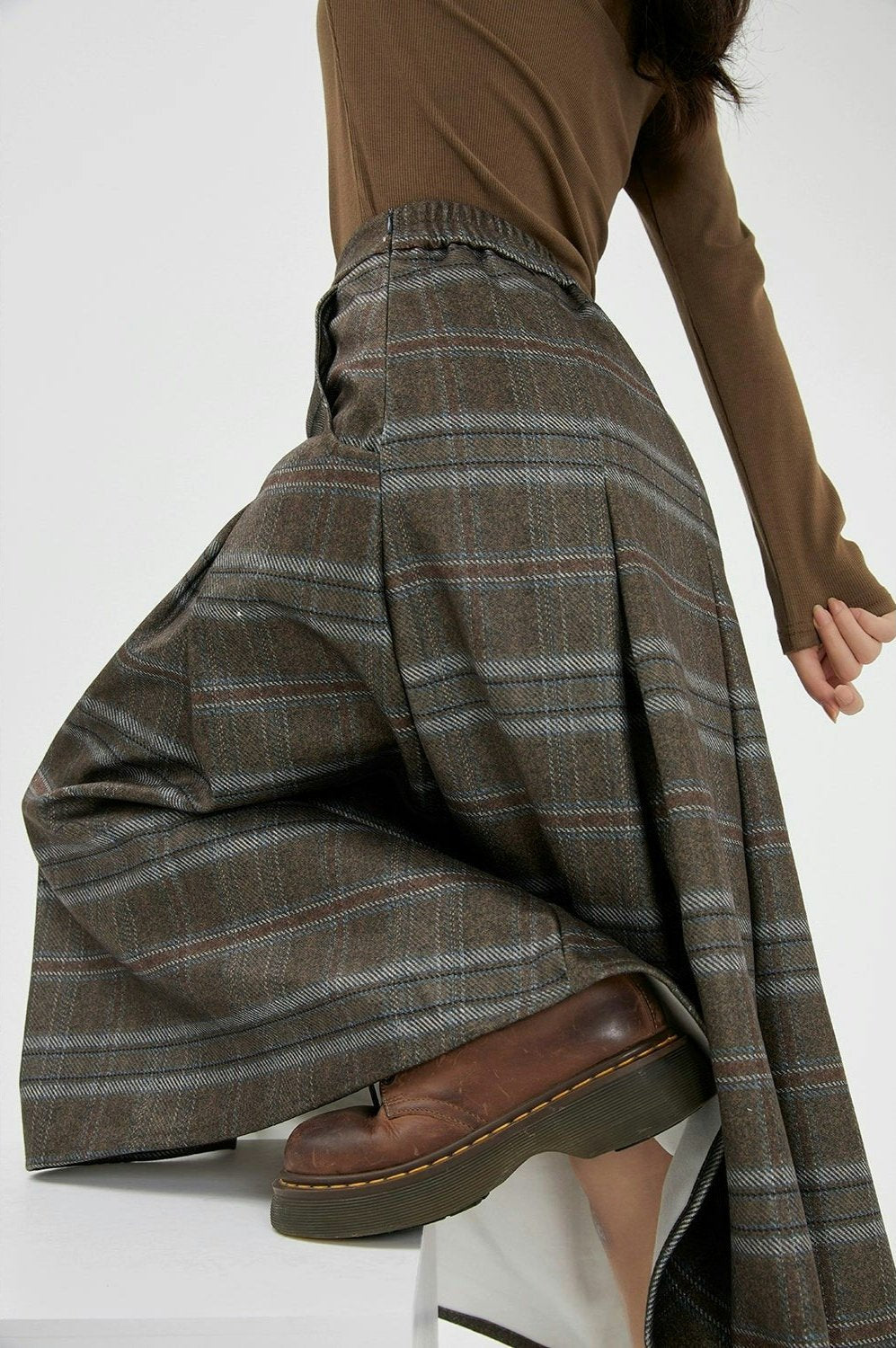 Vintage Plaid Wool A-Line Skirt
