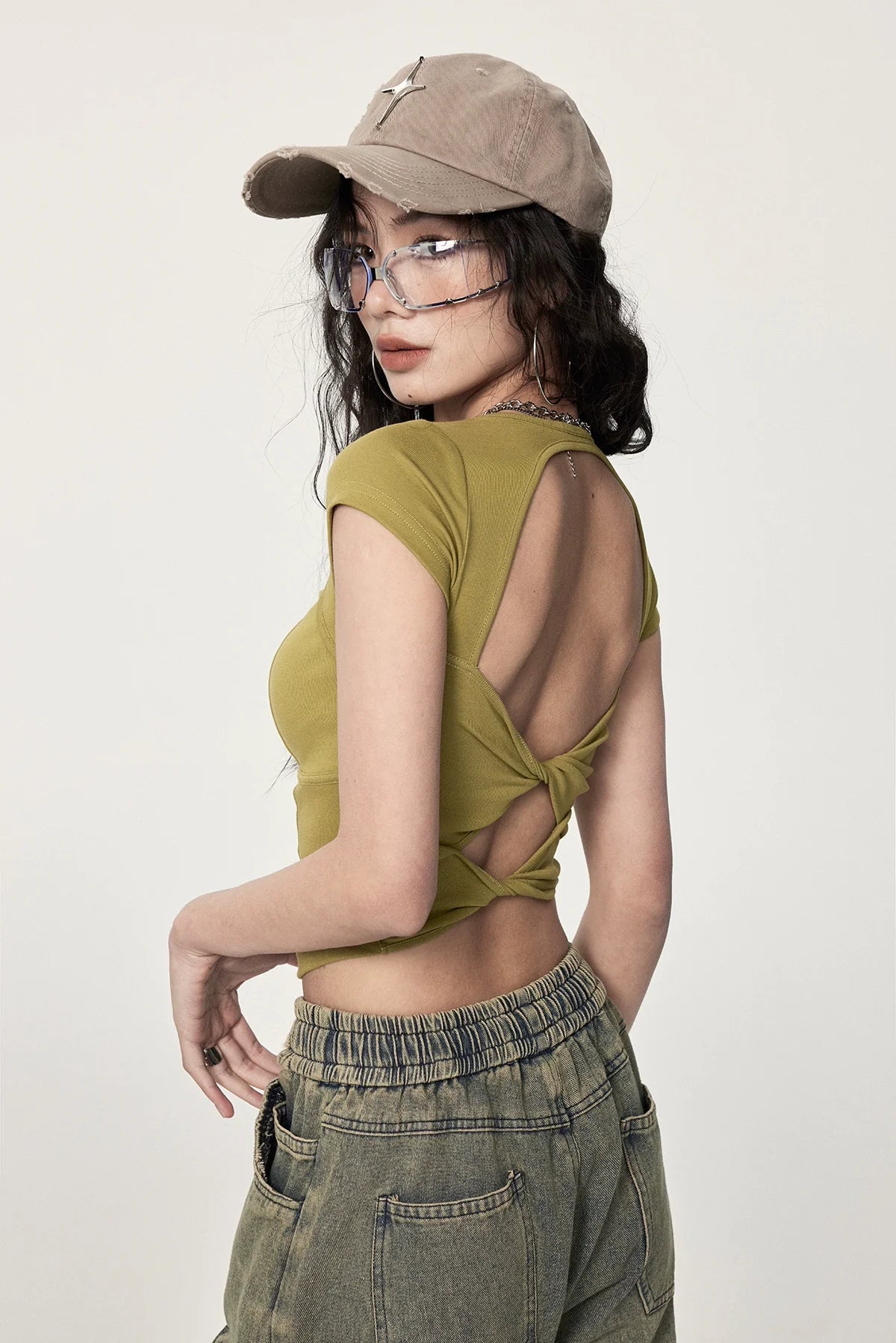 Twisted Open Back Crop Top