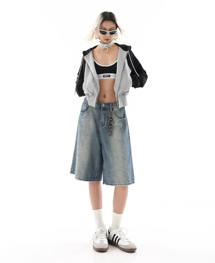 라이트워시 데님 버뮤다 culottes