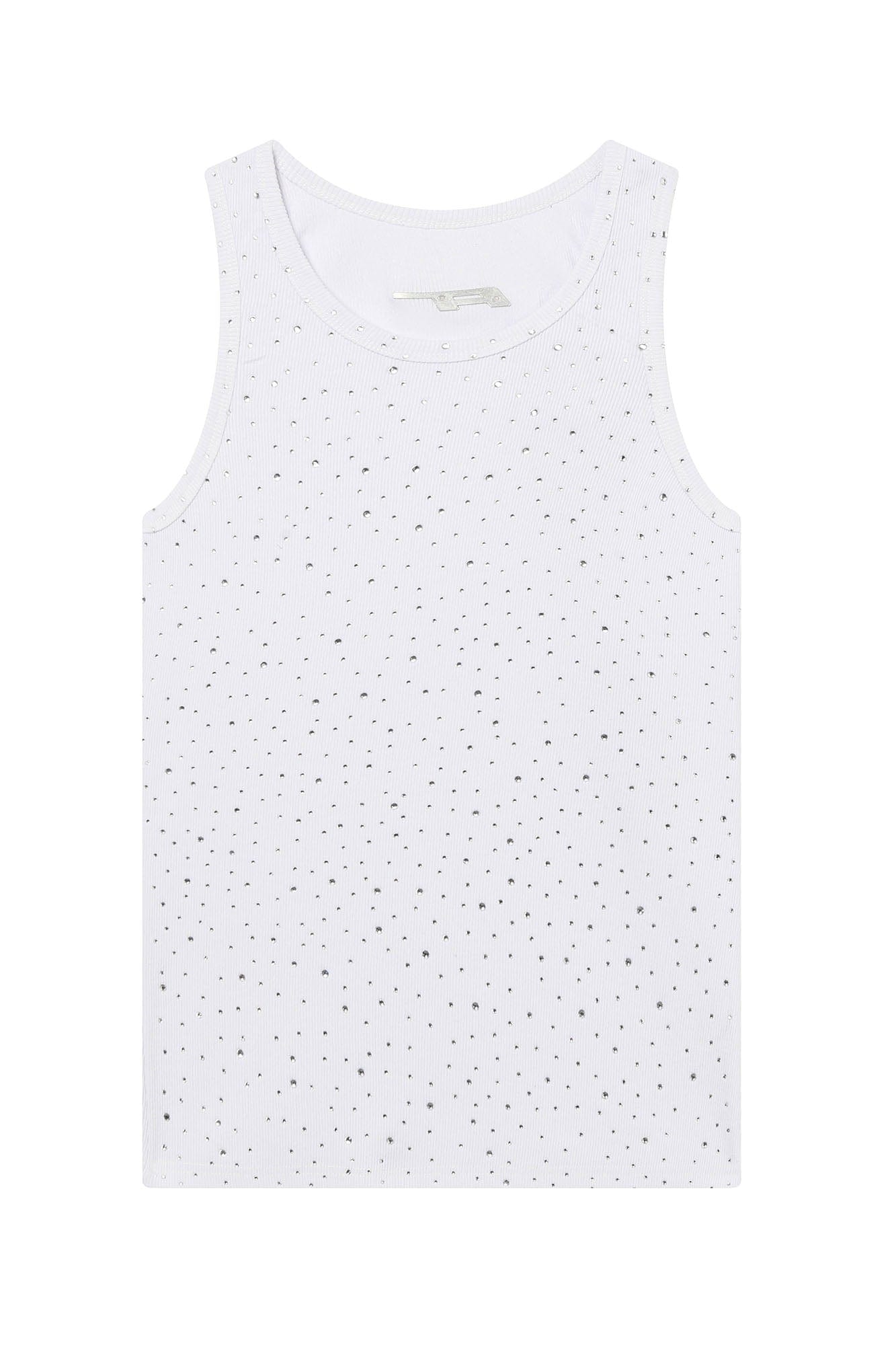Rhinestone Embellished Ribbed Tank Top