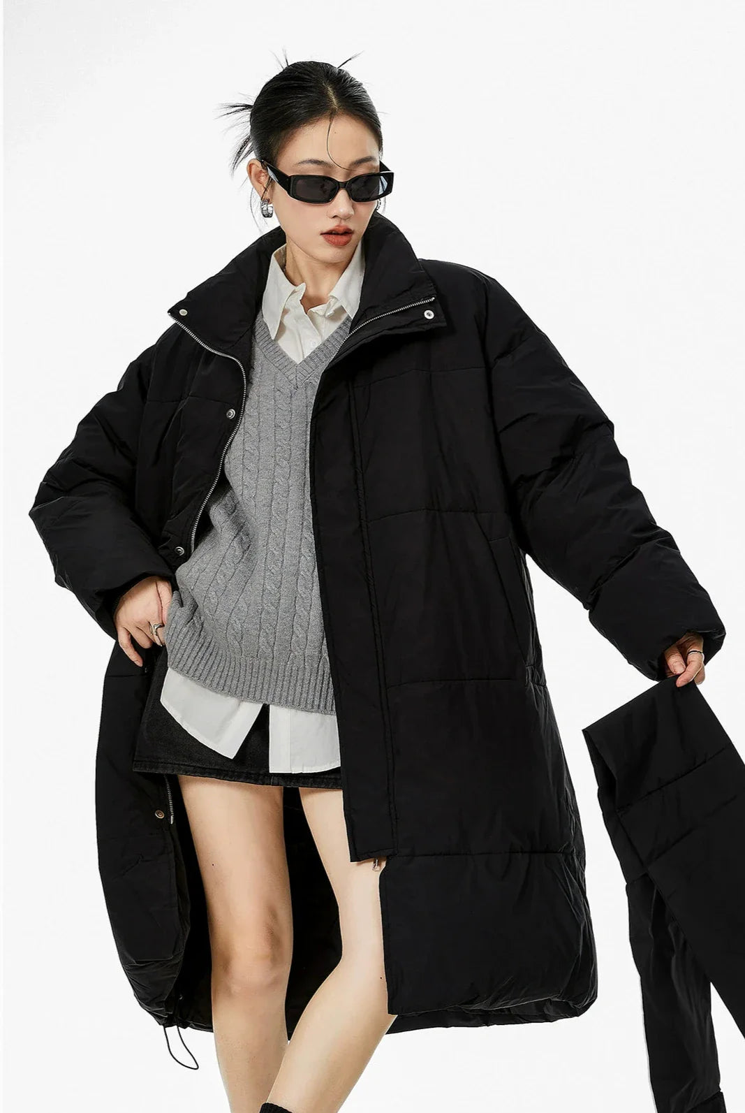 Oversized Puffer Winter Coat with Scarf