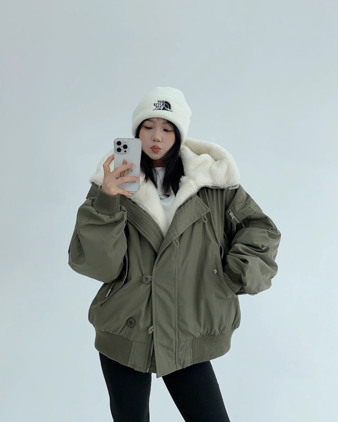 Frost Sherpa-Collar Bomber Jacket