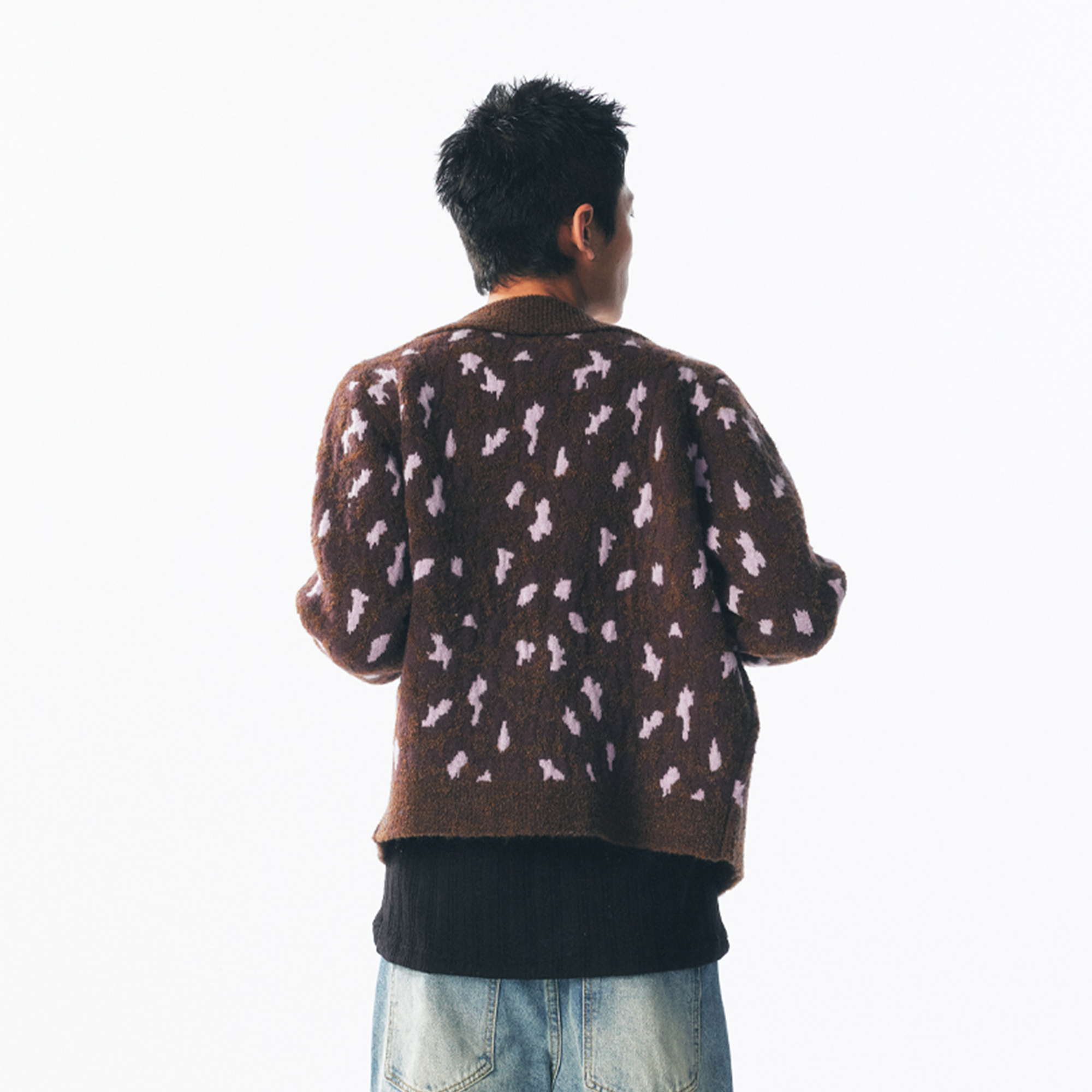 Strawberry Leopard Dual-Zip Knit Jacket