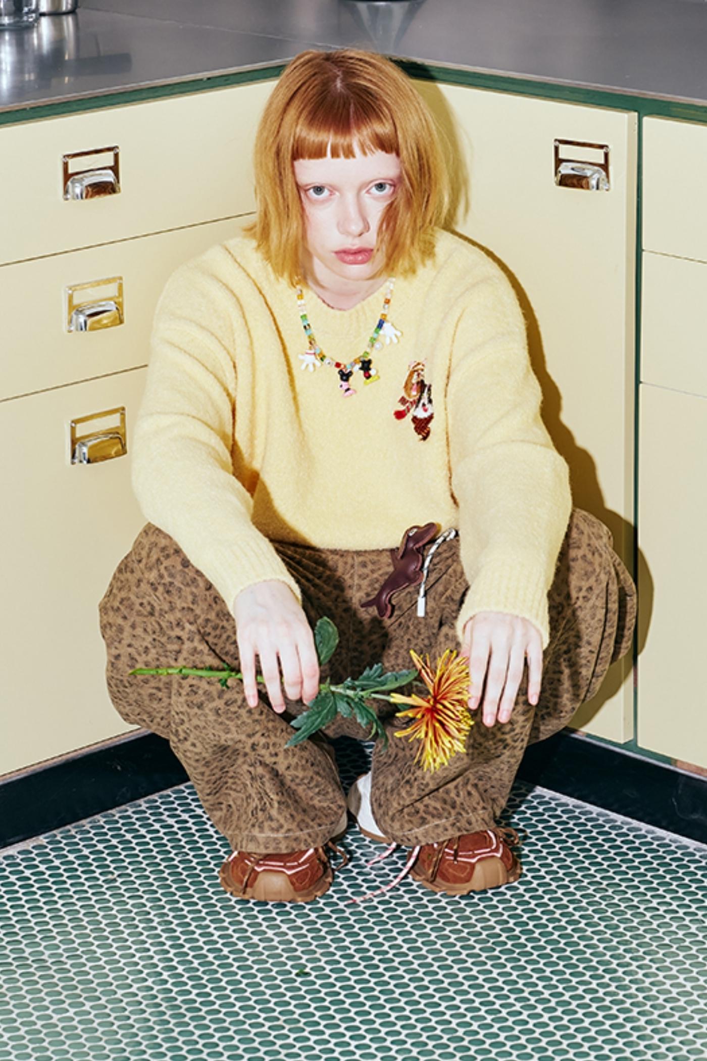 자수 고양이 니트 스웨터