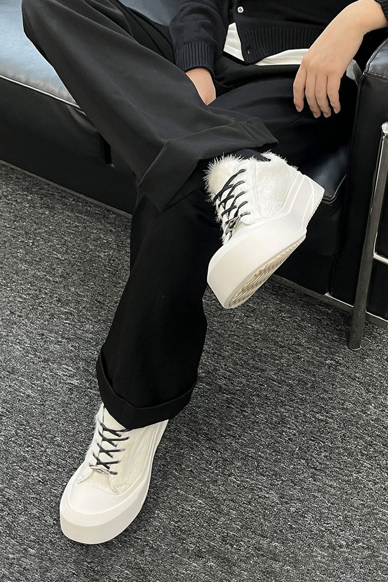 Suede Platform Distressed Sneakers