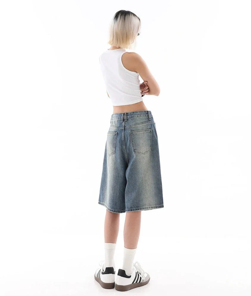 라이트워시 데님 버뮤다 culottes
