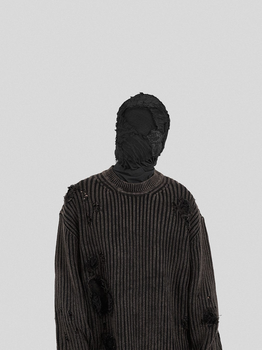 디스트레스드 리브 스웨터