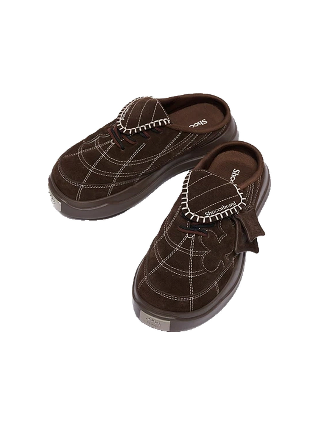 Contrast-Stitched Brown Platform Mules - view 5
