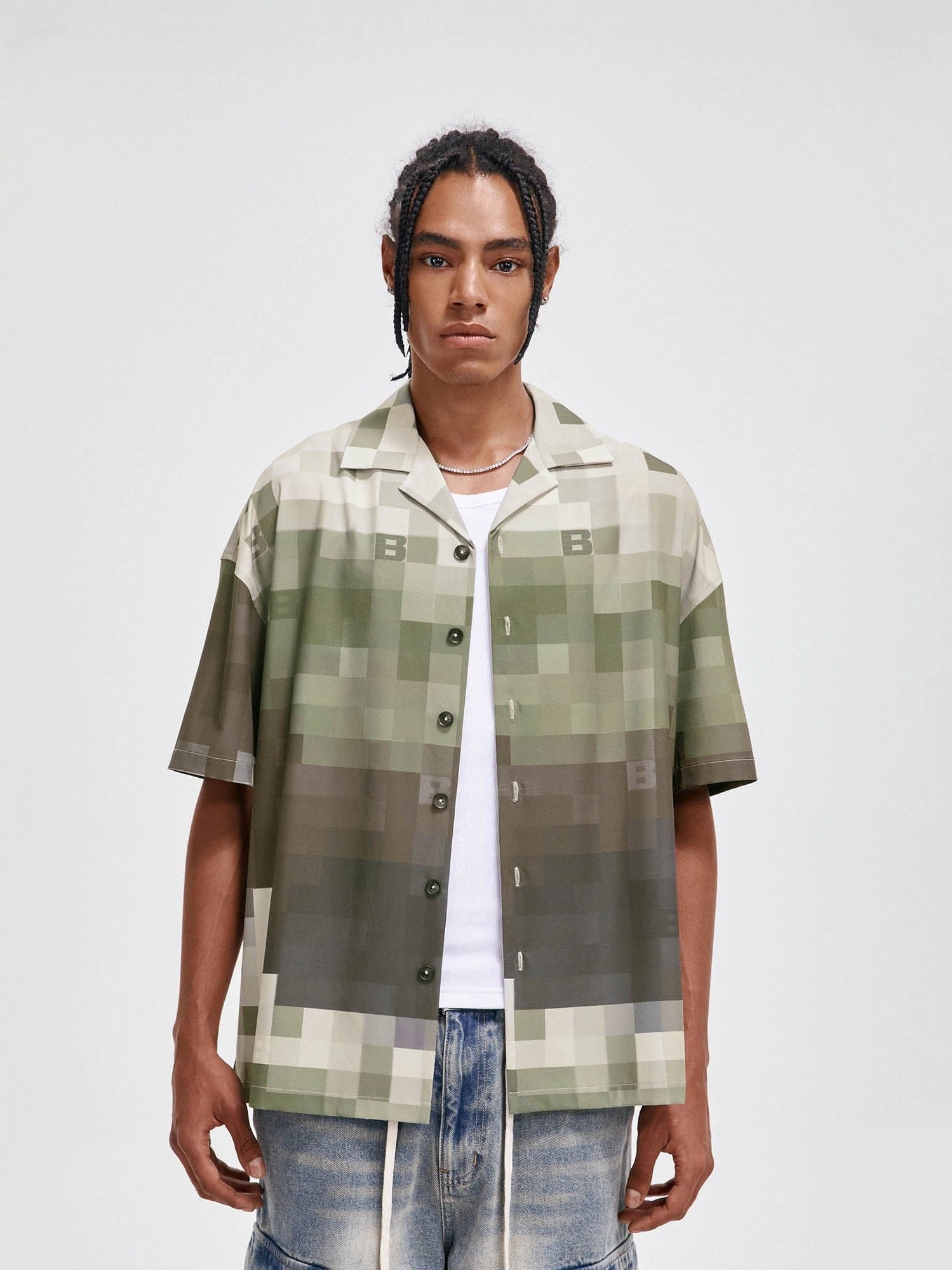 Chemise de camp à imprimé pixel