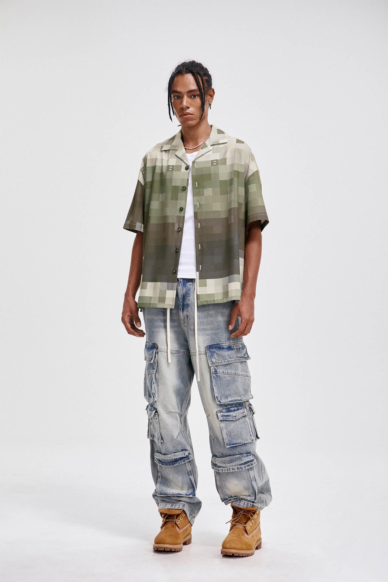 Chemise de camp à imprimé pixel