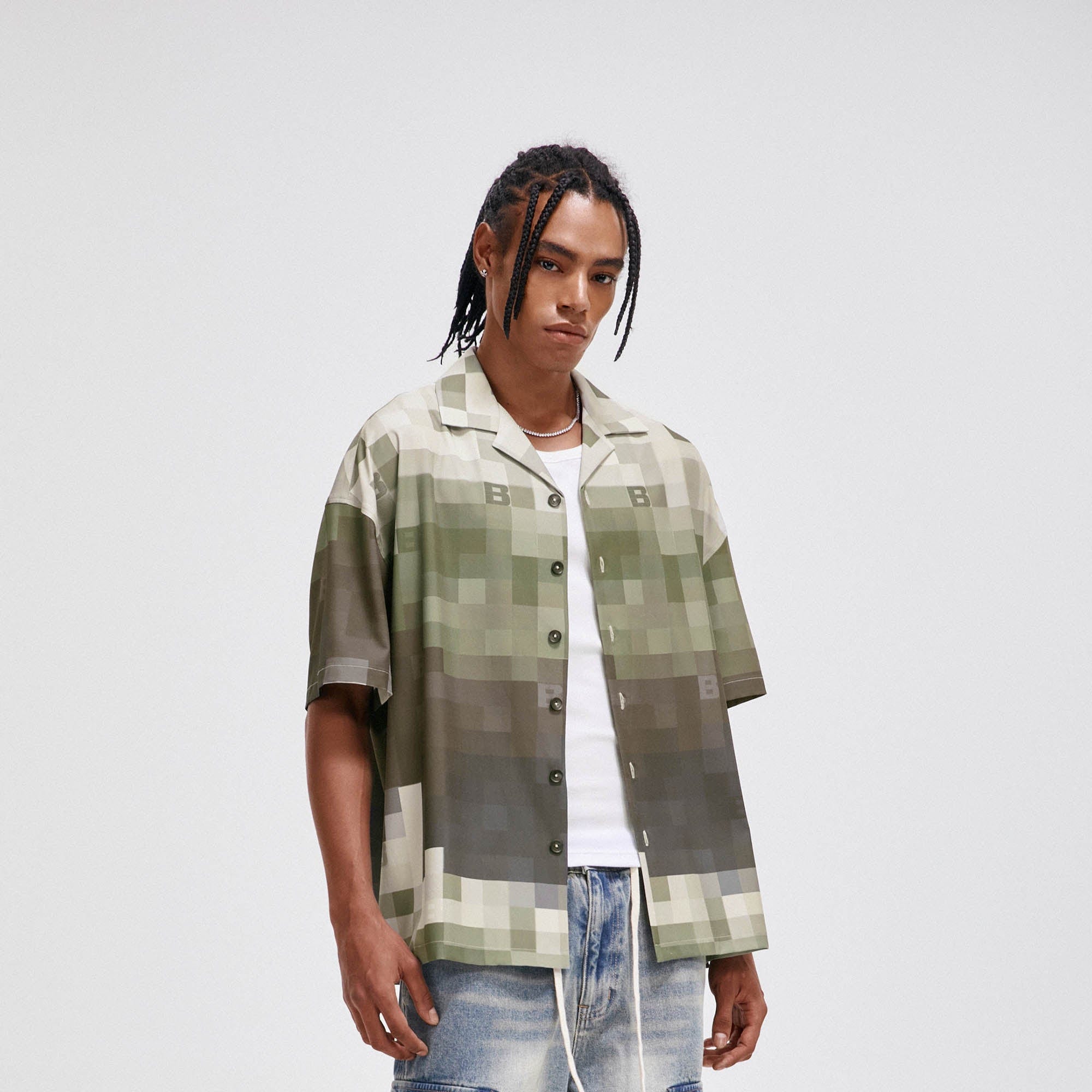 Chemise de camp à imprimé pixel