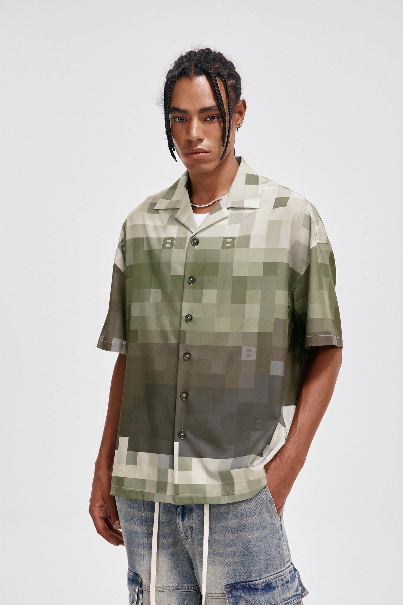 Chemise de camp à imprimé pixel