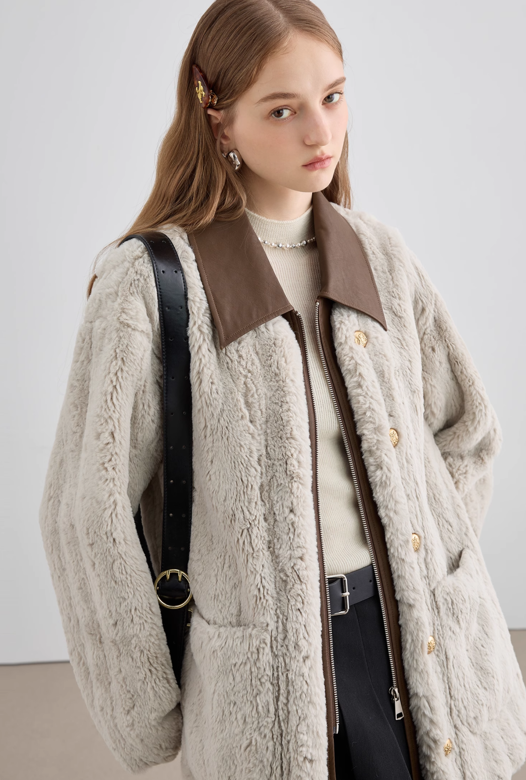 Bicolor Fur Coat - chiclara