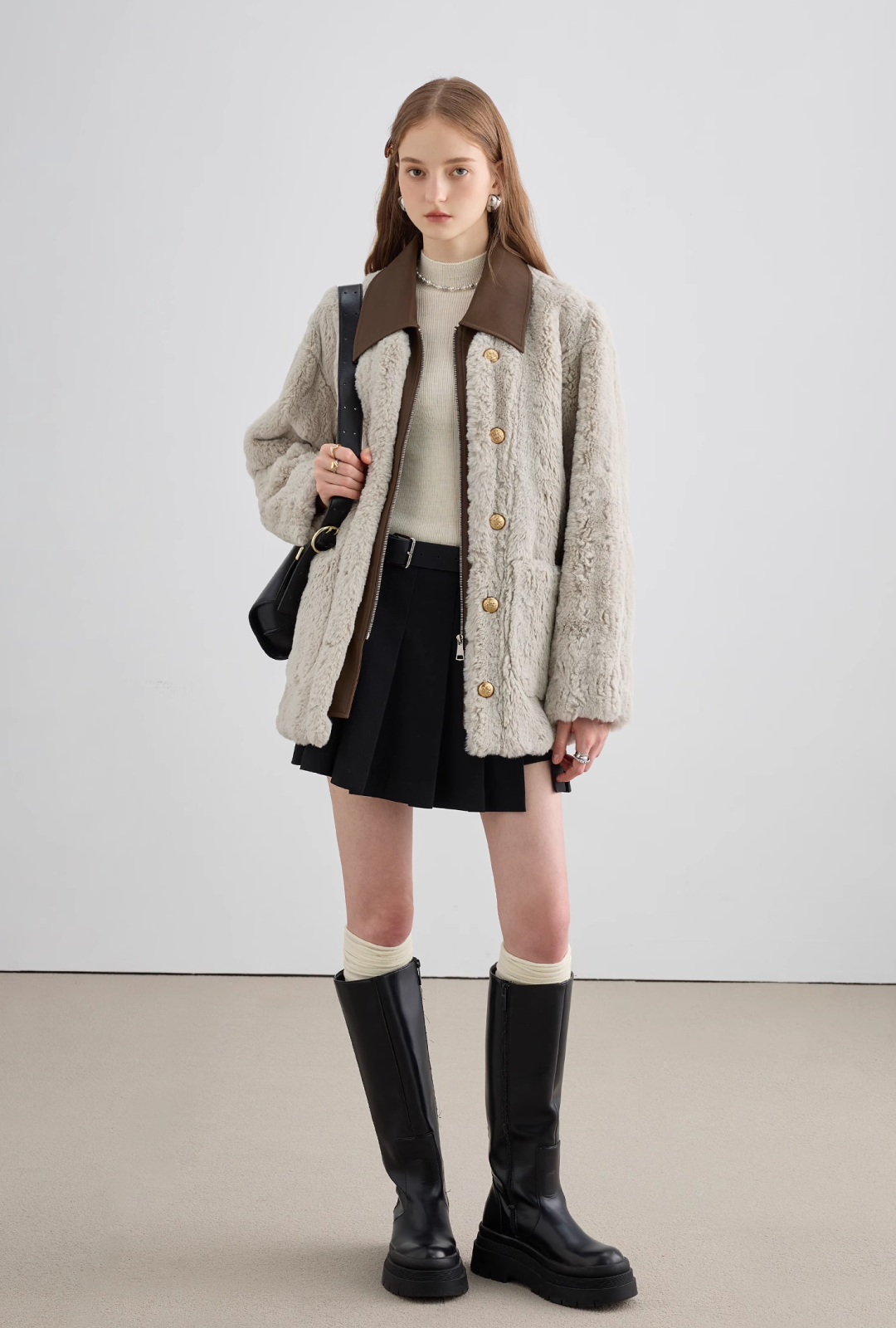 Bicolor Fur Coat - chiclara