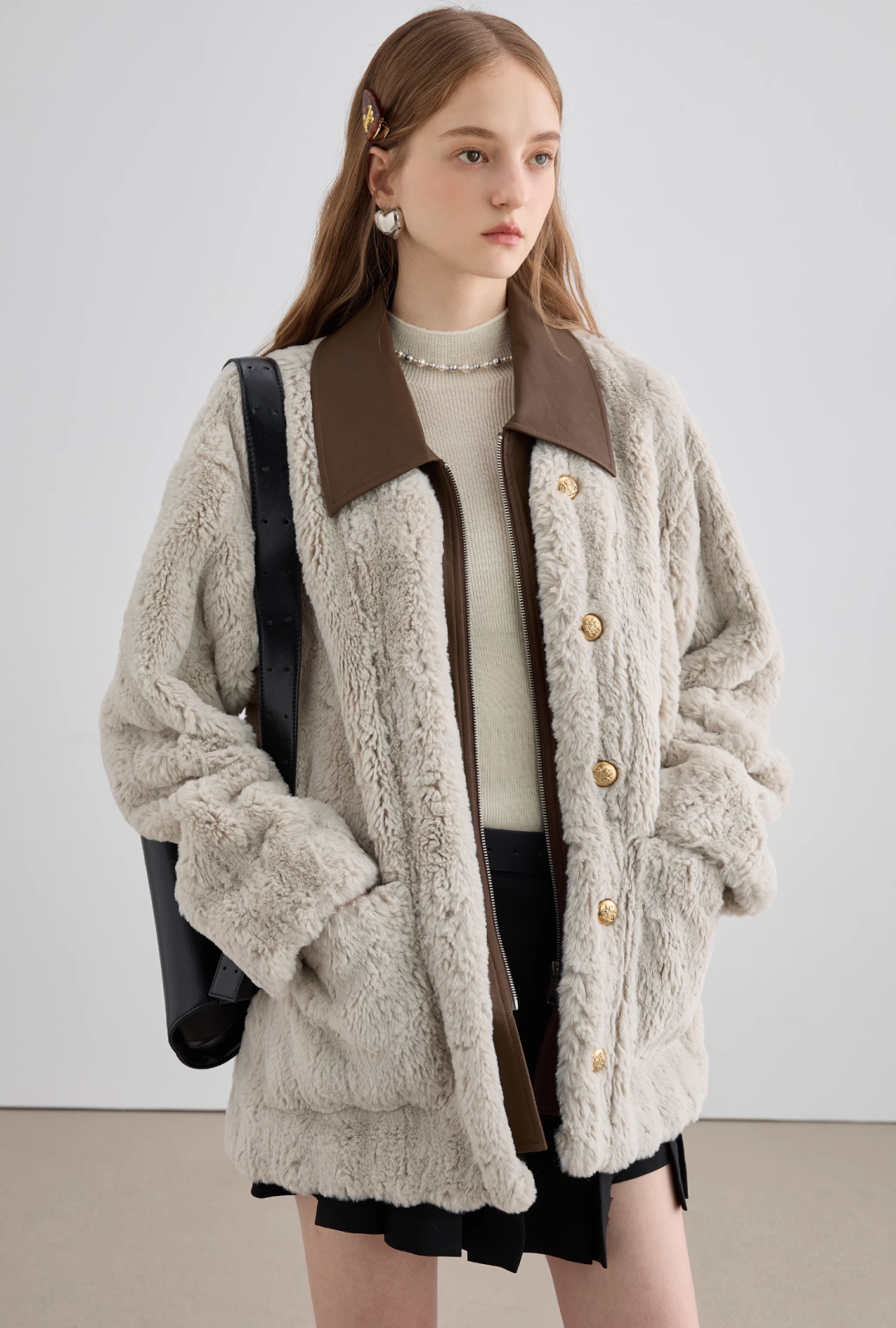 Bicolor Fur Coat - chiclara