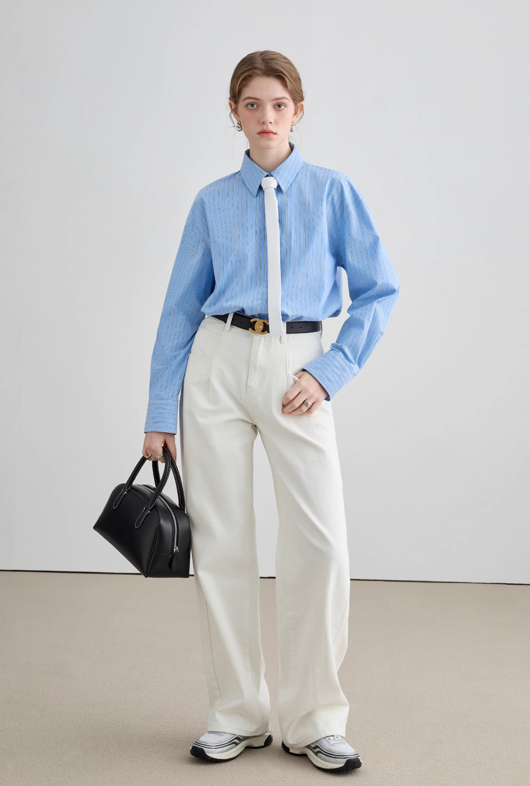 Loose White Straight Denim - chiclara