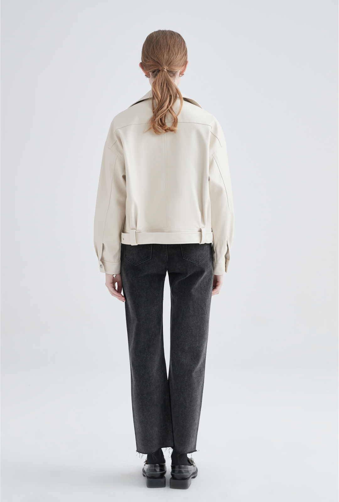 Cream Faux Leather Jacket - chiclara