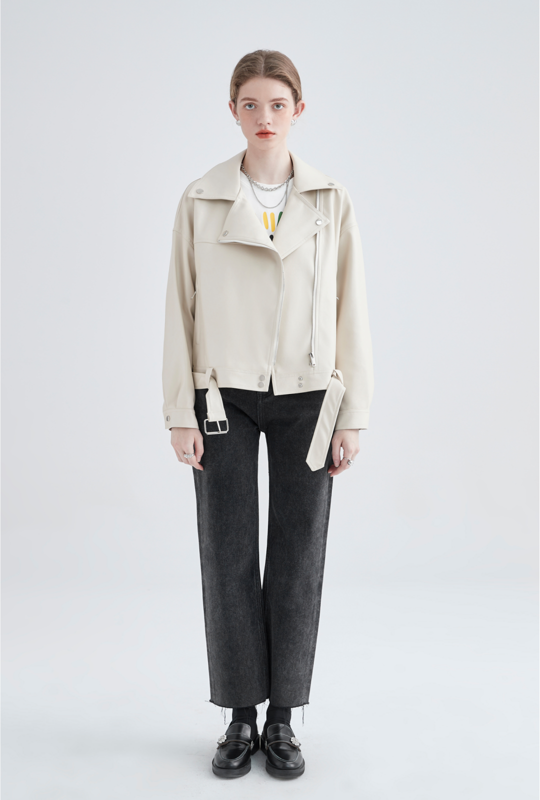 Cream Faux Leather Jacket - chiclara