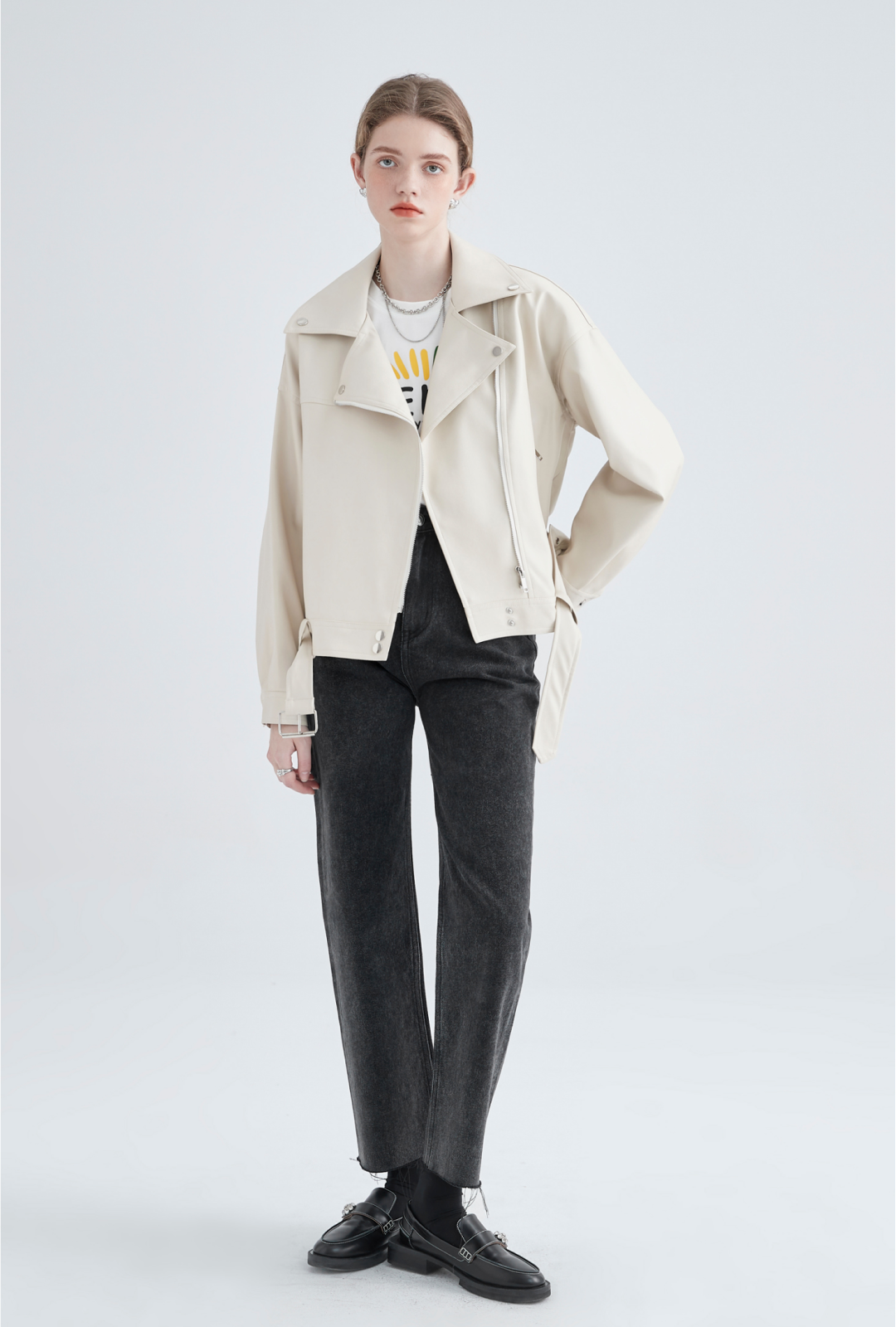 Cream Faux Leather Jacket - chiclara