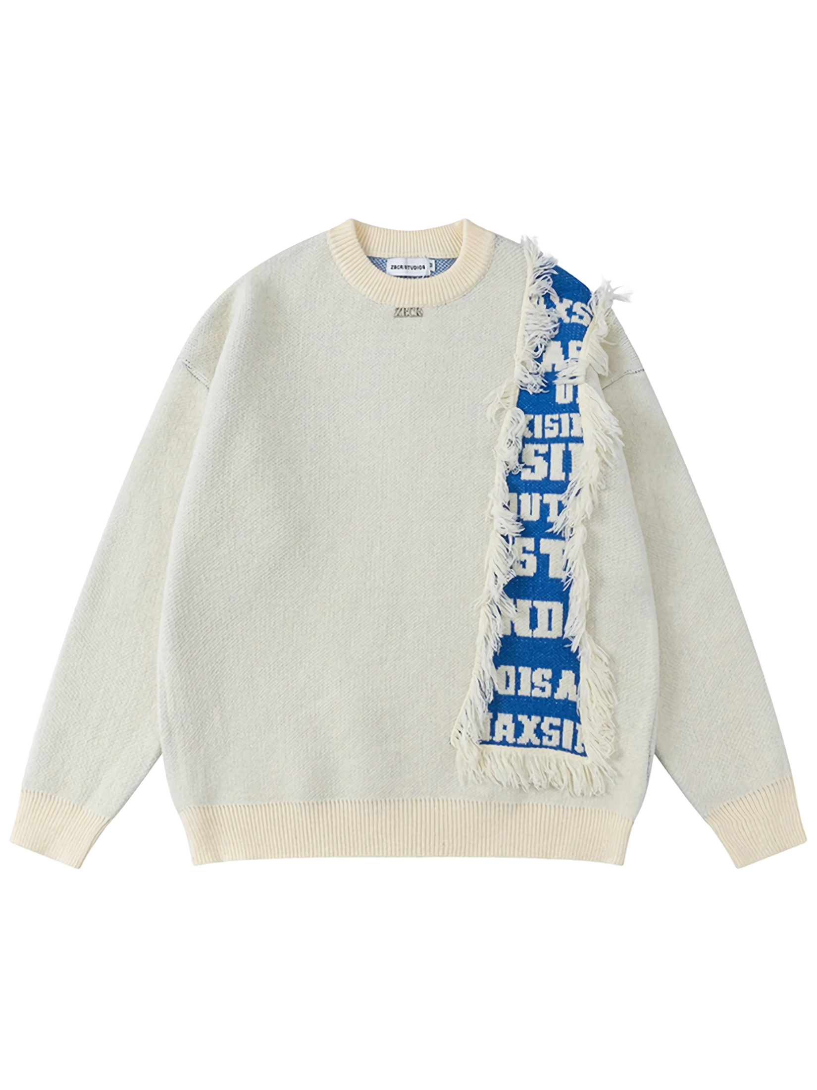 Fringe Accent Varsity Sweater
