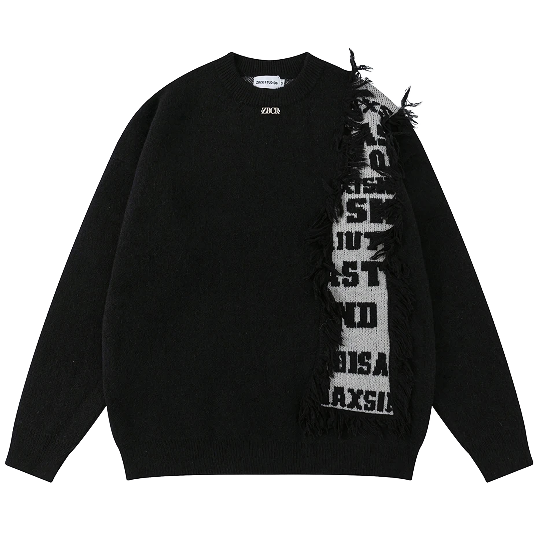 Fringe Accent Varsity Sweater